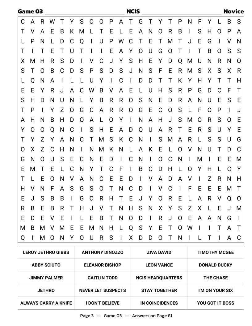 2000s TV Shows Word Search — reality TV and procedural crime shows word search grid