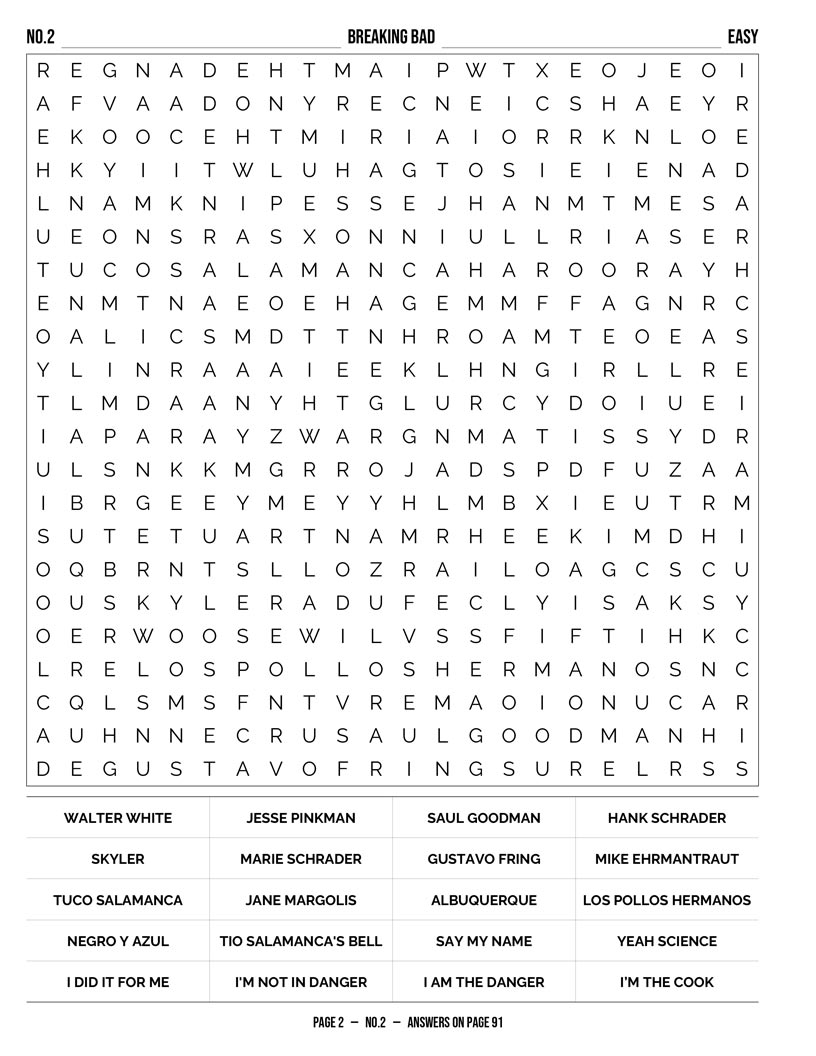 2010s TV Shows Word Search — fantasy epic television and crime thriller word find puzzle page
