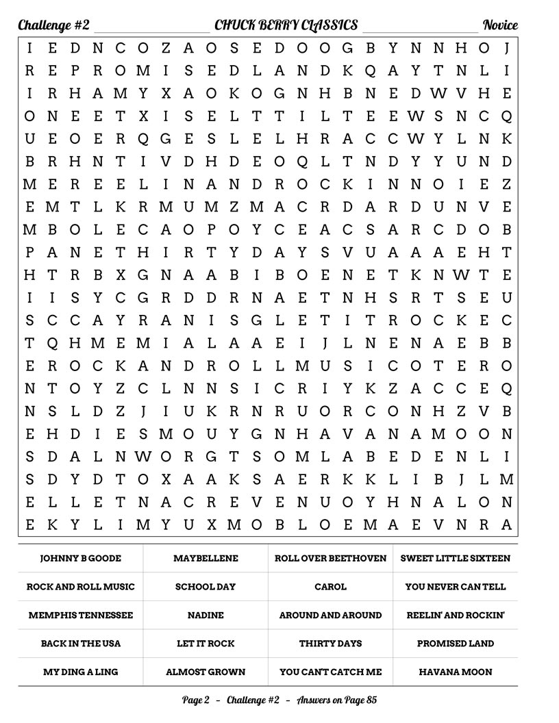50s & 60s Music Word Search — doo-wop groups and vocal harmony acts word find puzzle page