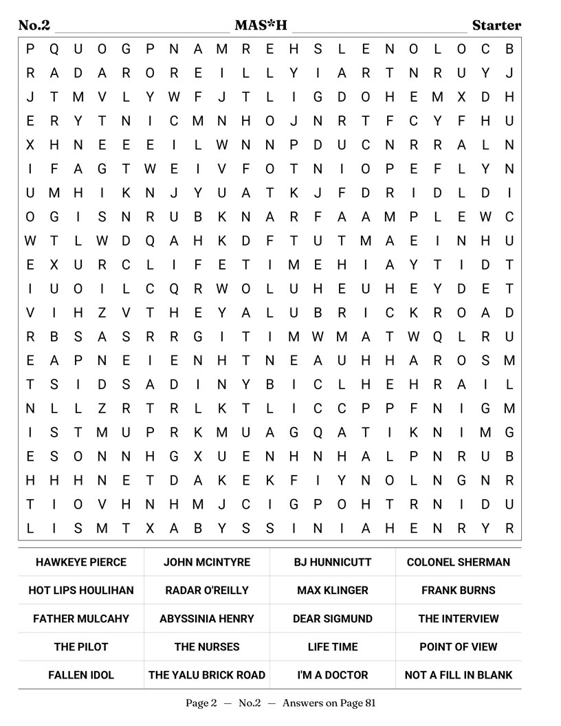 1970s TV Word Search — detective shows and police dramas word find puzzle page