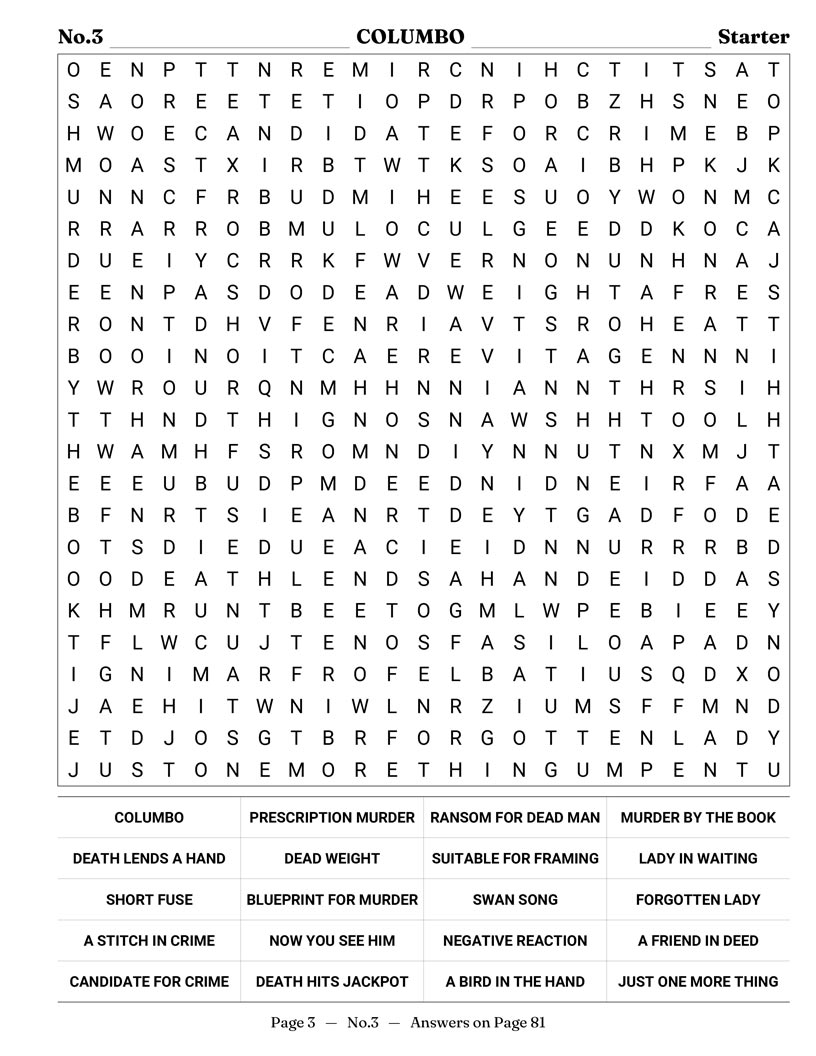 1970s TV Word Search — variety shows and western television word search grid