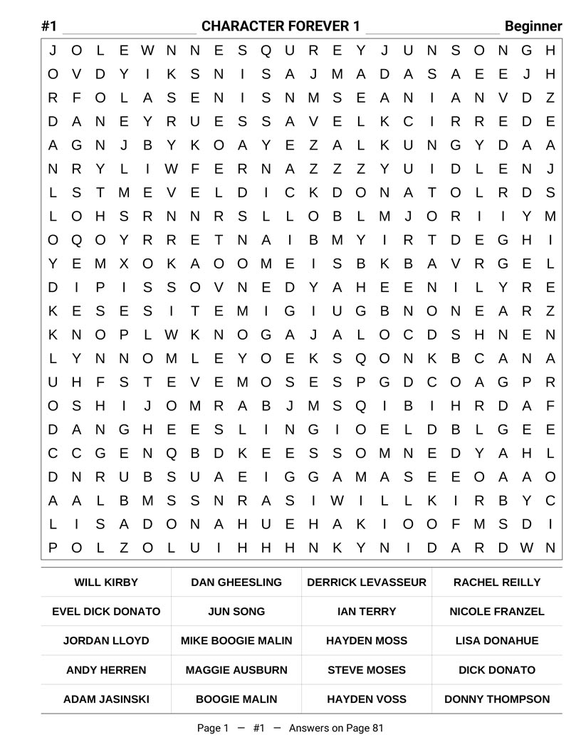 Big Brother Word Search interior — iconic houseguests and legendary players puzzle grid large print