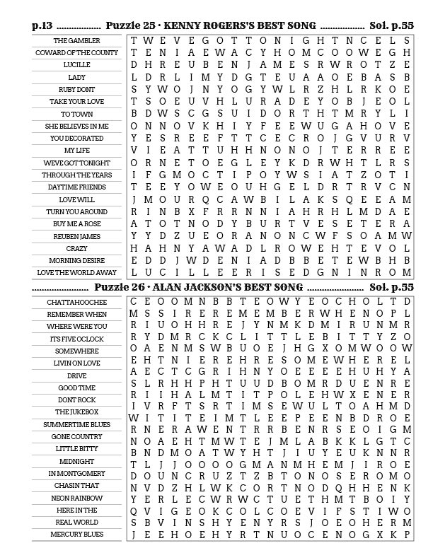 Country Music Word Search — country gospel and western swing vocabulary puzzle page
