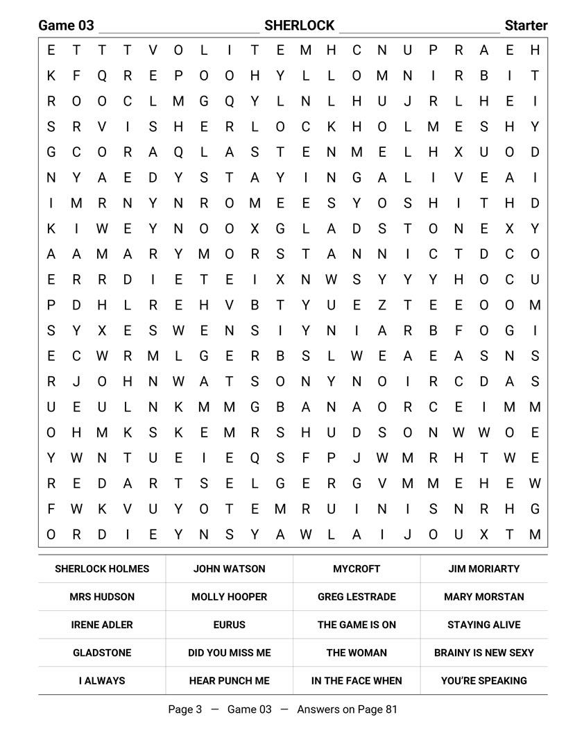 Crime Drama Word Search — psychological crime and serial cases word search grid