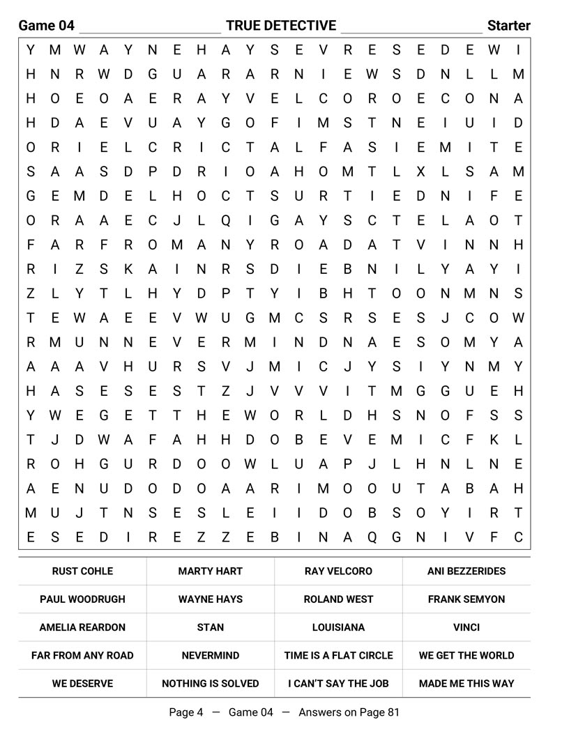 Crime Drama Word Search — British crime drama and legal drama puzzle page