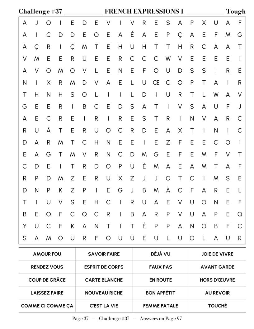 French Word Search — French history revolution and republic word find puzzle page