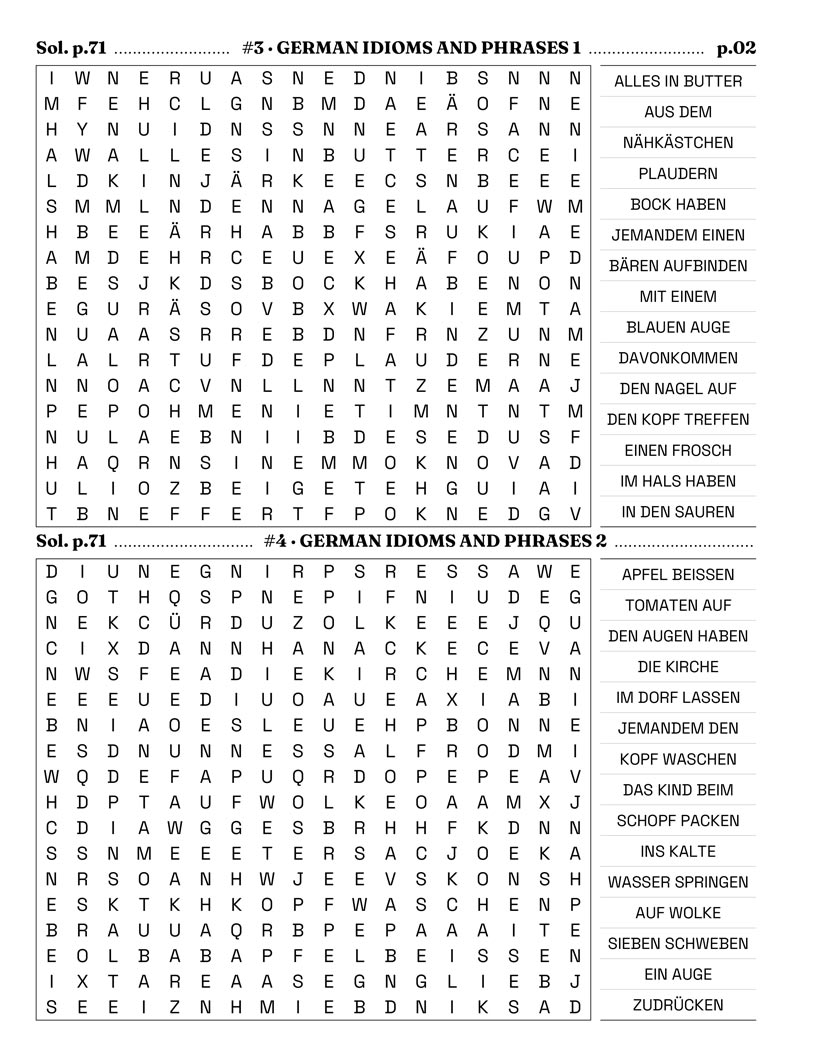 German Word Search interior — German history and Holy Roman Empire puzzle grid large print