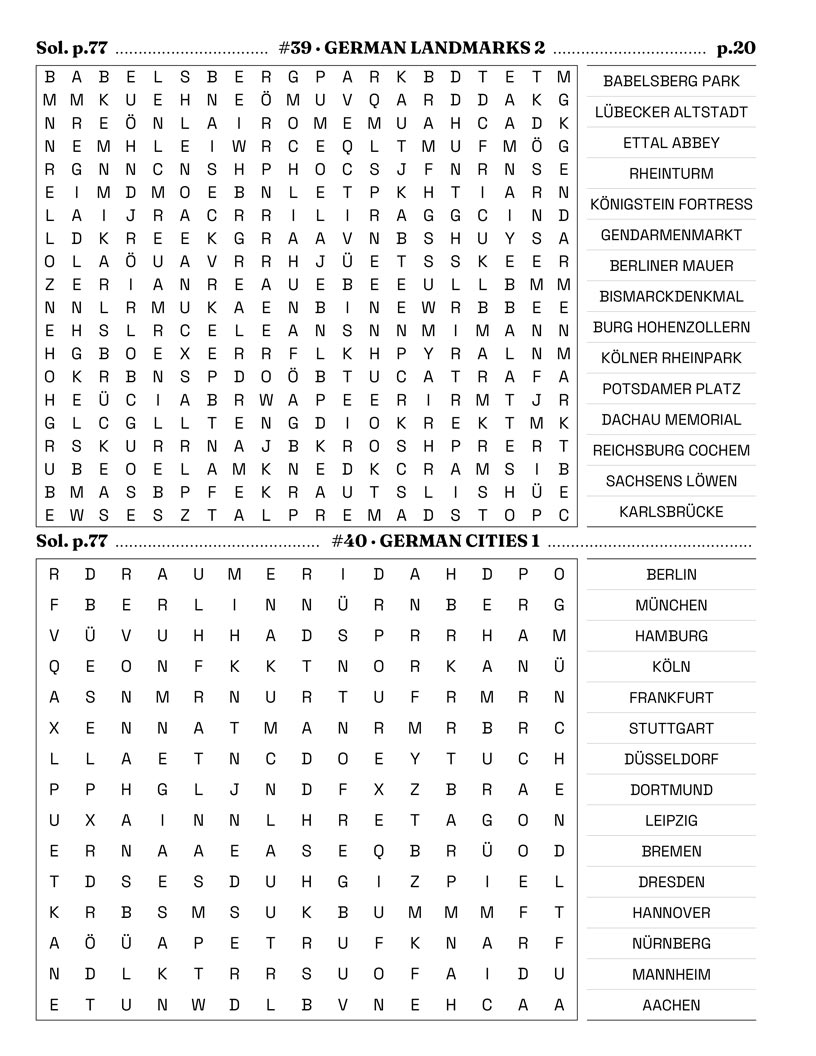 German Word Search — classical music Beethoven Bach and German arts word search grid