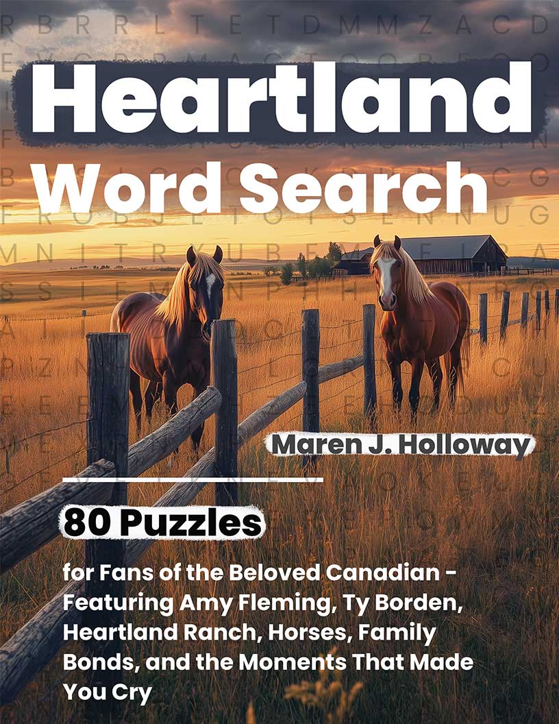 Heartland Word Search large print puzzle book cover — 80 puzzles across Amy Ty the horses ranch life and the Canadian prairie family drama