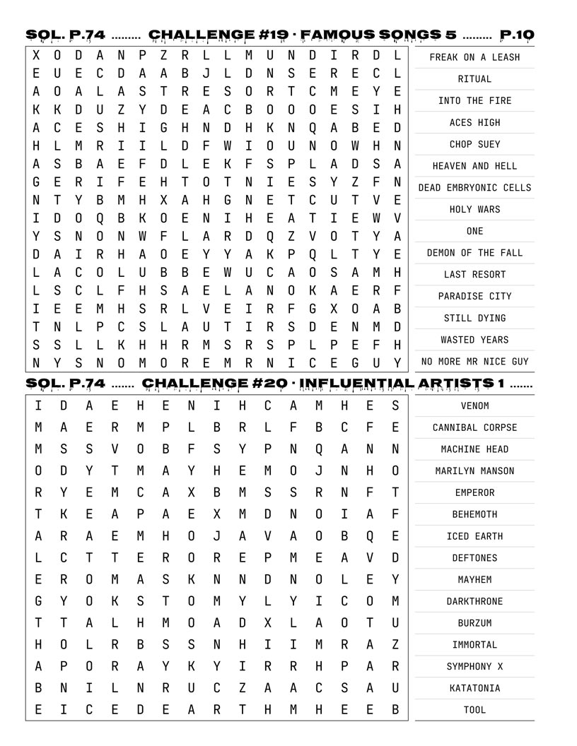 Heavy Metal Word Search — viking folk and pagan metal vocabulary word search grid