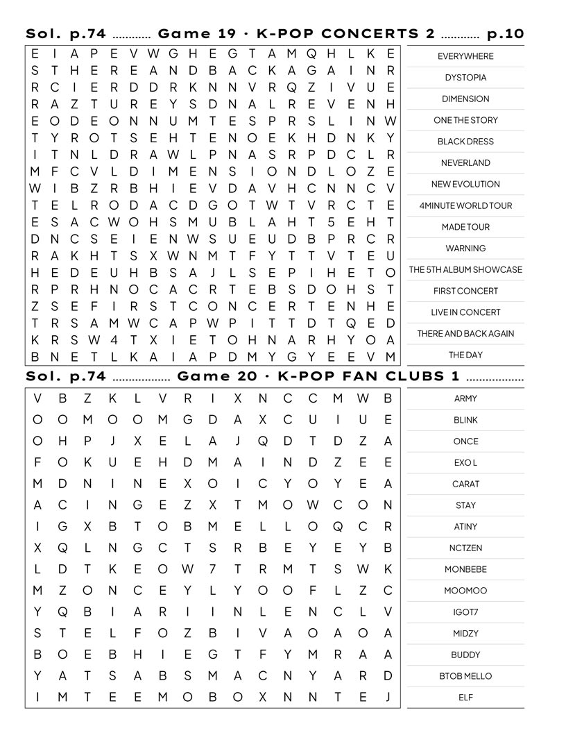 Kpop Word Search — album titles and comeback eras word search grid