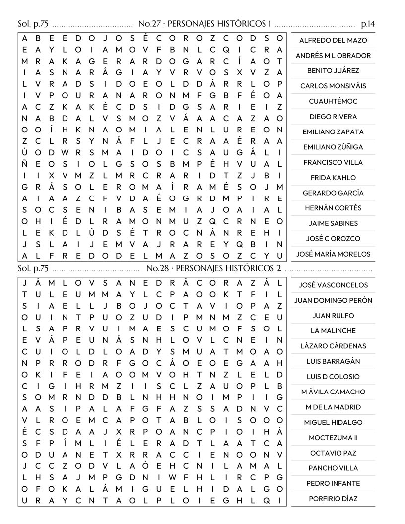 Mexican Word Search — Mexican history Aztec empire and independence word search grid