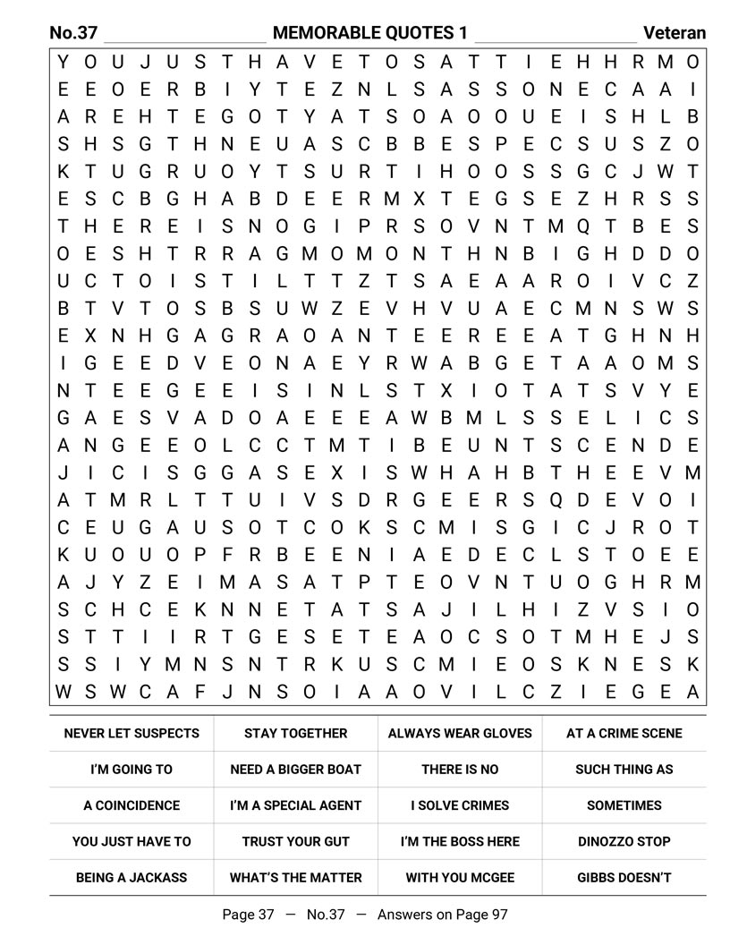 NCIS Word Search — forensic science and naval intelligence vocabulary word find puzzle