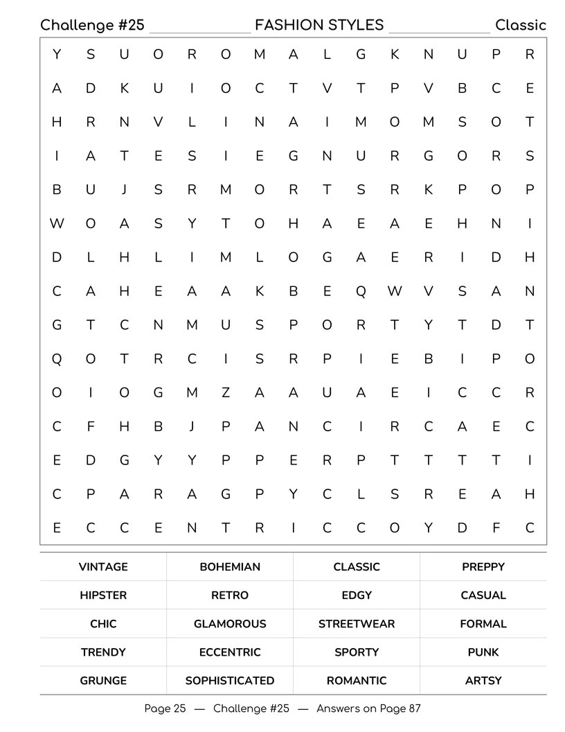 New Girl Word Search — True American and loft life word search grid