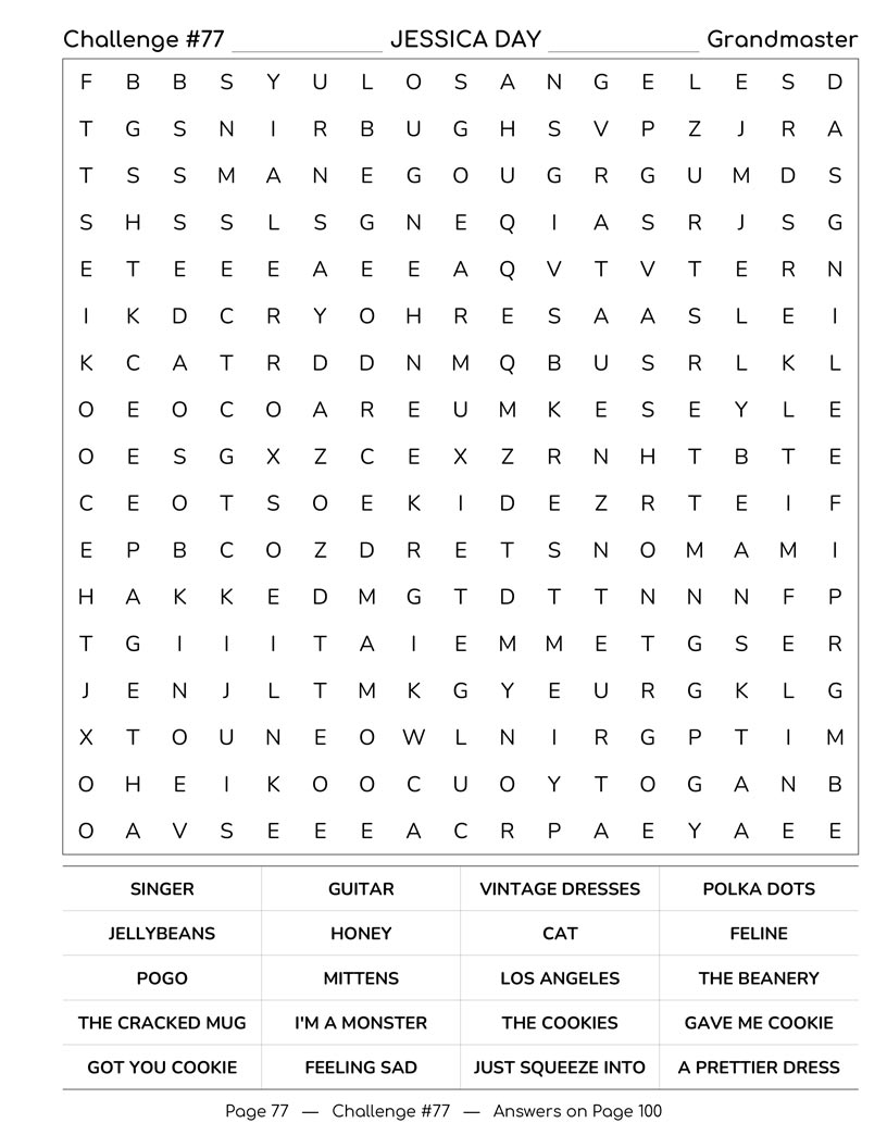 New Girl Word Search — season moments and relationship arcs puzzle page