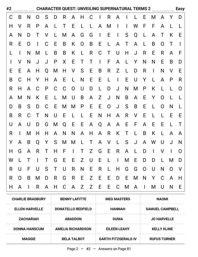 Supernatural Word Search — angels demons and supernatural hierarchy word find puzzle page