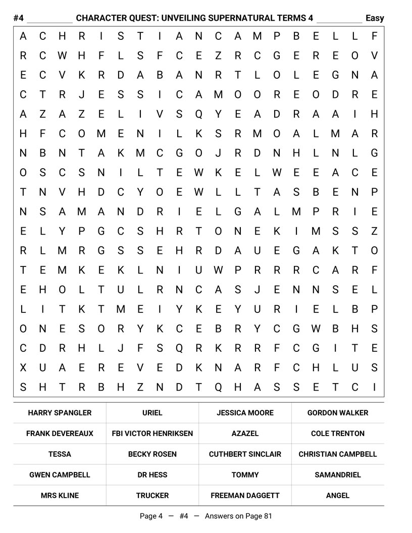 Supernatural Word Search — Winchester lore Heaven Hell and Purgatory puzzle page