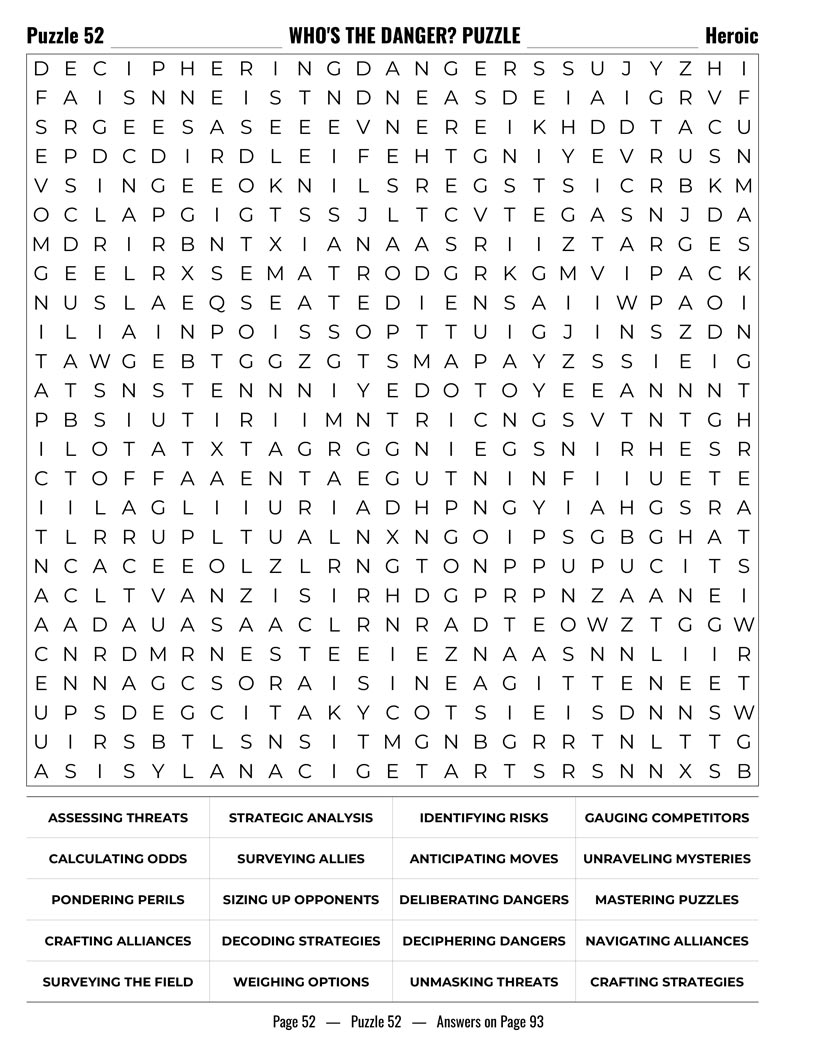 Survivor Word Search — tribal council vocabulary and blindsides word search grid