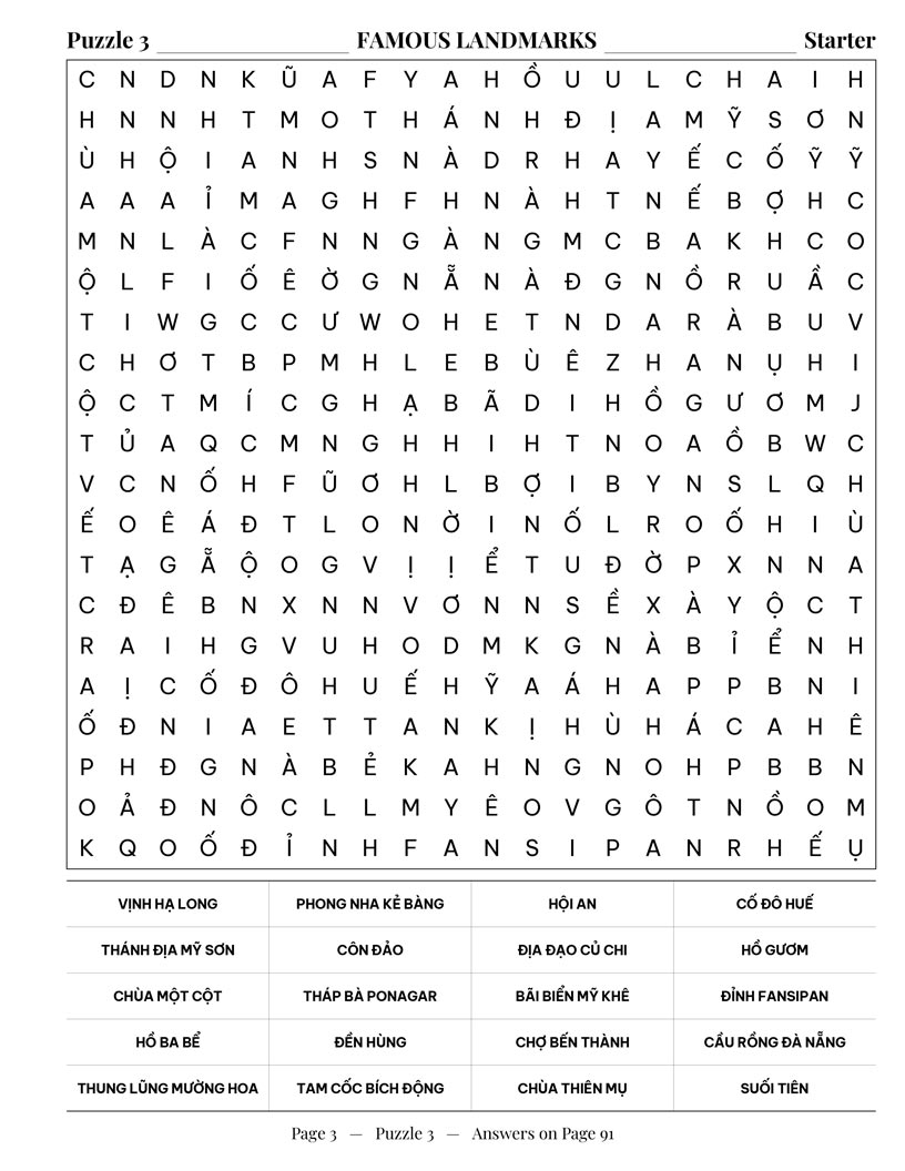 Vietnamese Culture Word Search — Vietnamese street food and regional cuisine word search grid