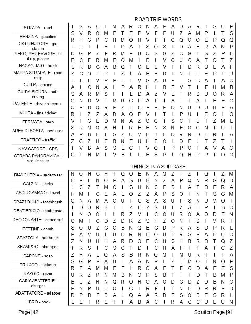 Italian proverbs and phrases word search – beginner-friendly large print layout