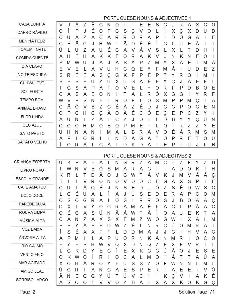 Portuguese word search bilingual puzzle grid – Brazilian slang and everyday vocabulary
