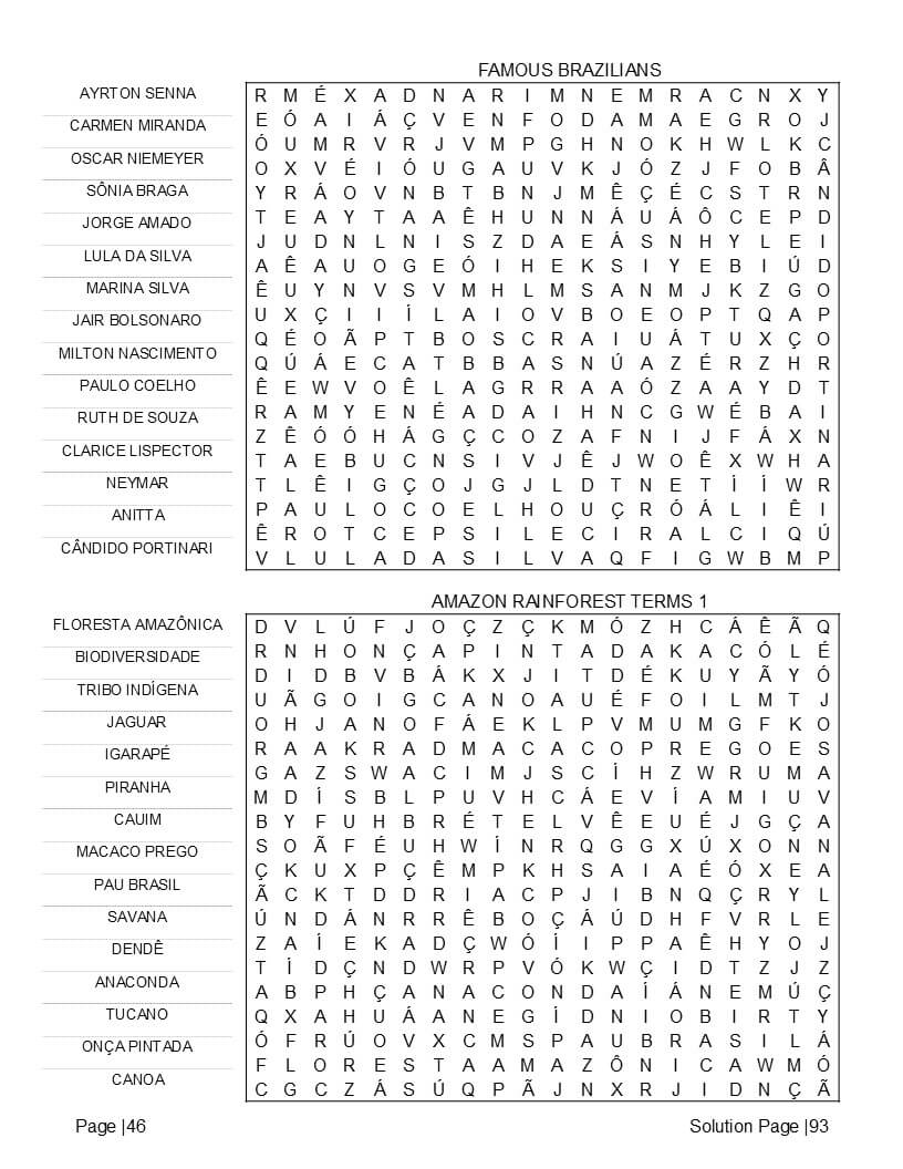 Portuguese idioms and proverbs word search – large print bilingual puzzle page