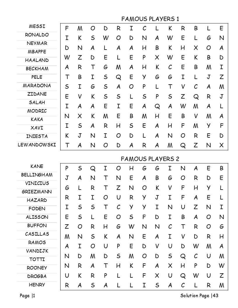 Soccer word search puzzle grid – large print football vocabulary word find for kids and teens