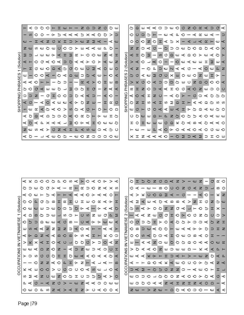 Vietnamese word search answer key – compact solution pages for all 140 bilingual puzzles