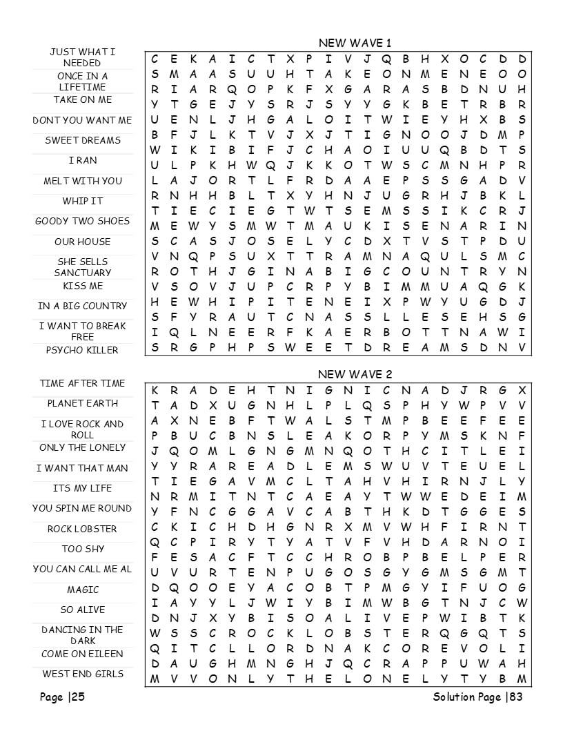 Indie rock and alternative pop themed word search – band culture and underground scene vocabulary puzzle