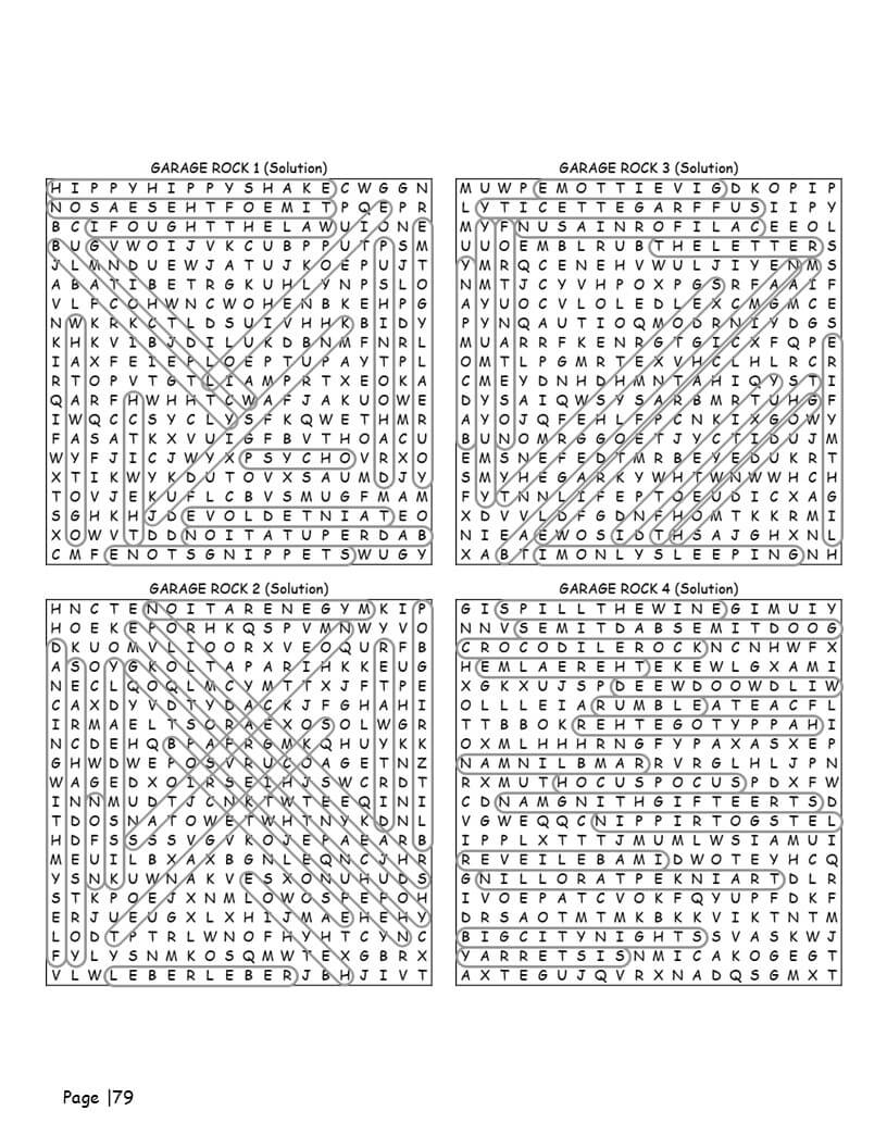 Indie word search answer key – complete solution page for all 140 music-themed puzzles