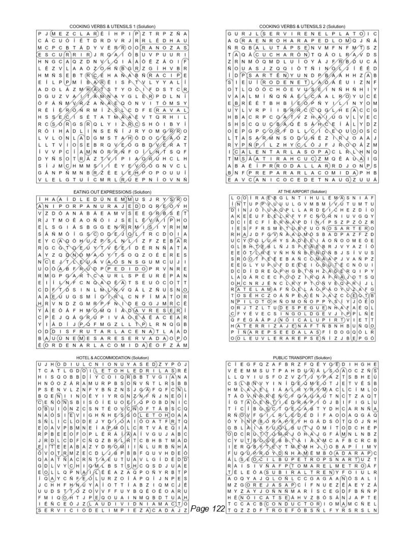 Spanish word search answer key – complete solution page for adult bilingual puzzle book