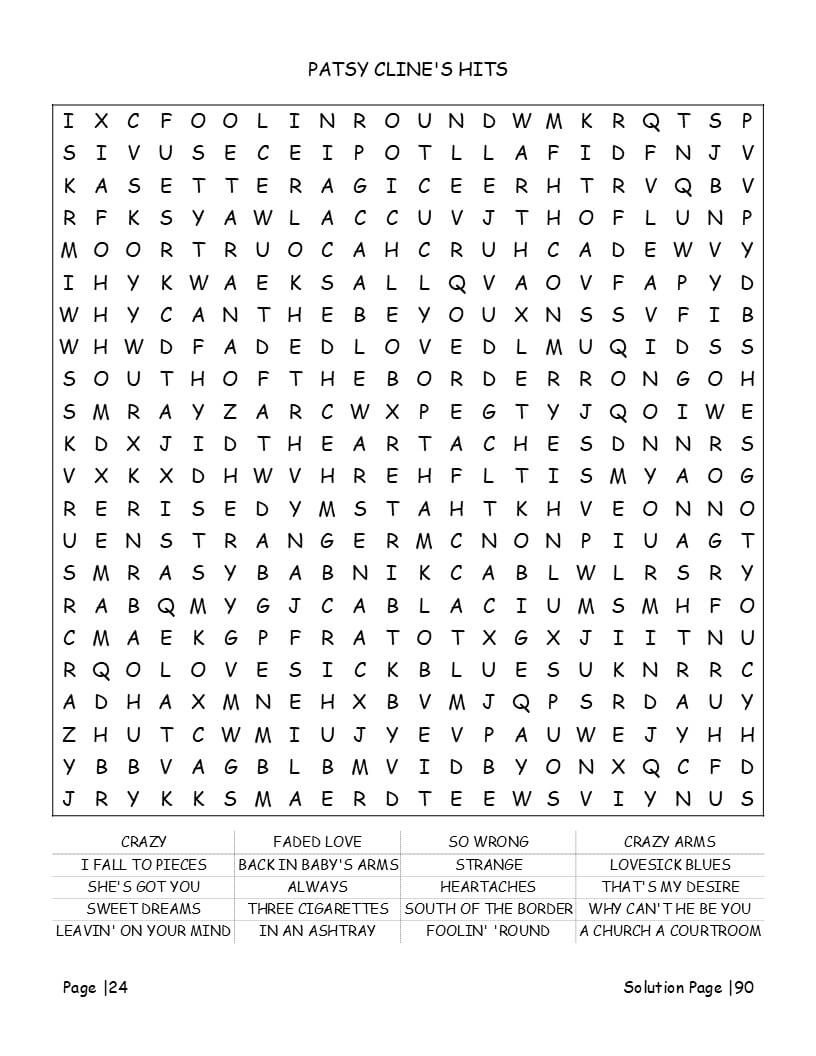 Vintage jukebox era word find grids with iconic band names