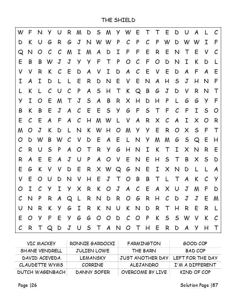 Forensic whodunit activity pages with multi-directional words