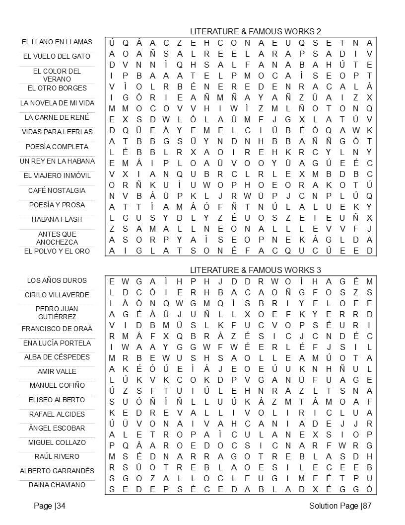 Cuba travel trivia and language learning activity pages