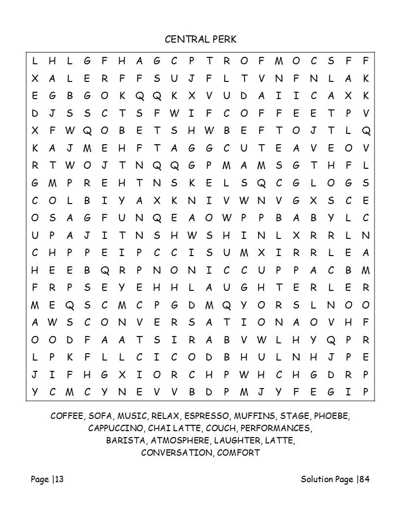 Friends TV show characters and episode themed puzzle pages