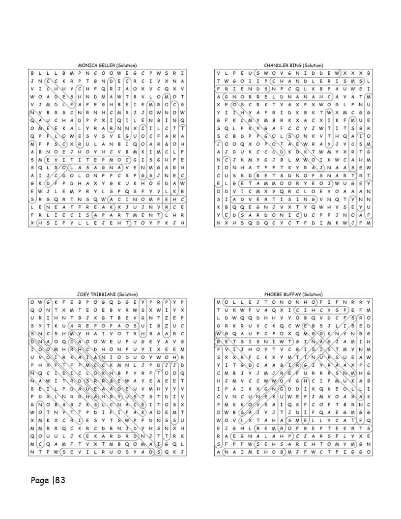 Friends premium word search solutions and answer section