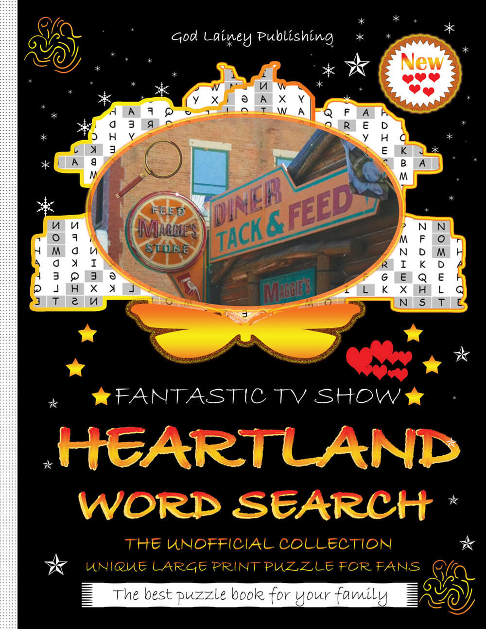 Heartland TV Show Word Search Book cover with 2,910+ non-repeating words for ranch life lovers