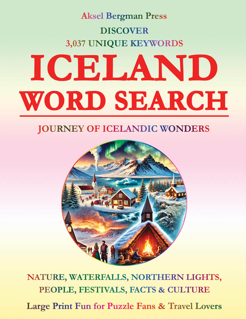 Iceland Word Search Printable Paperback Book Cover