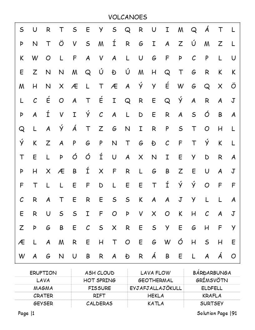Download Iceland Word Search Printable PDF — 6 free puzzles