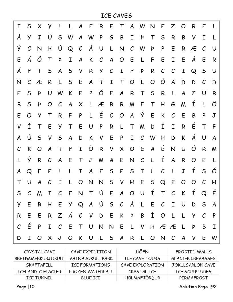 Iceland Word Search — Interior Preview Sample Page