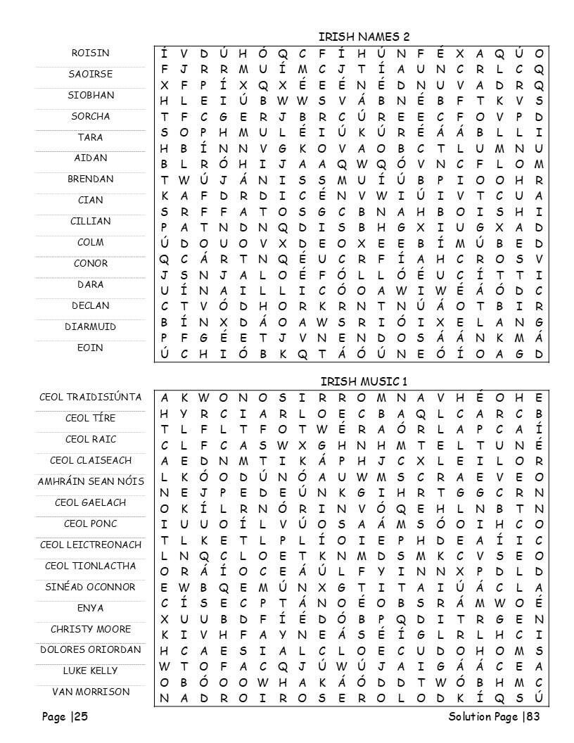 Gaeilge proverbs and slang authentic phrase puzzle grids