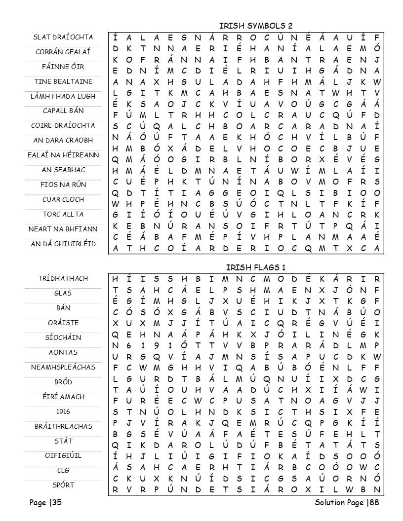 Ireland travel and heritage word find for Ireland lovers