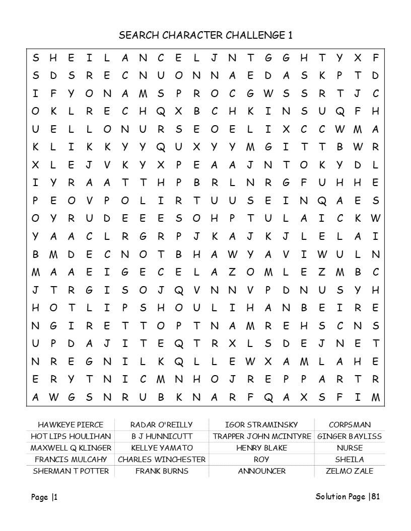 MASH word search interior with eye-friendly large print for seniors