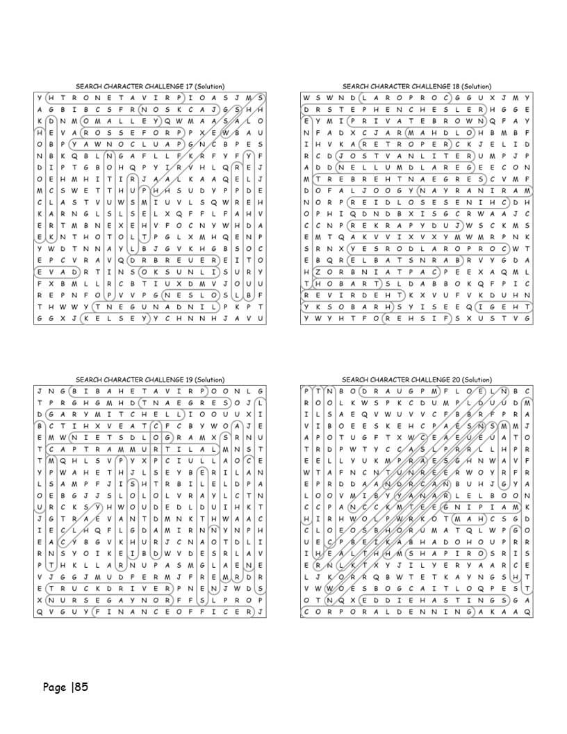 MASH word search solutions and answer key interior preview