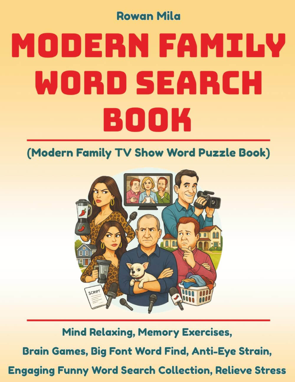 Modern Family Word Search Book cover featuring 1,100+ themed words in large print for sitcom fans