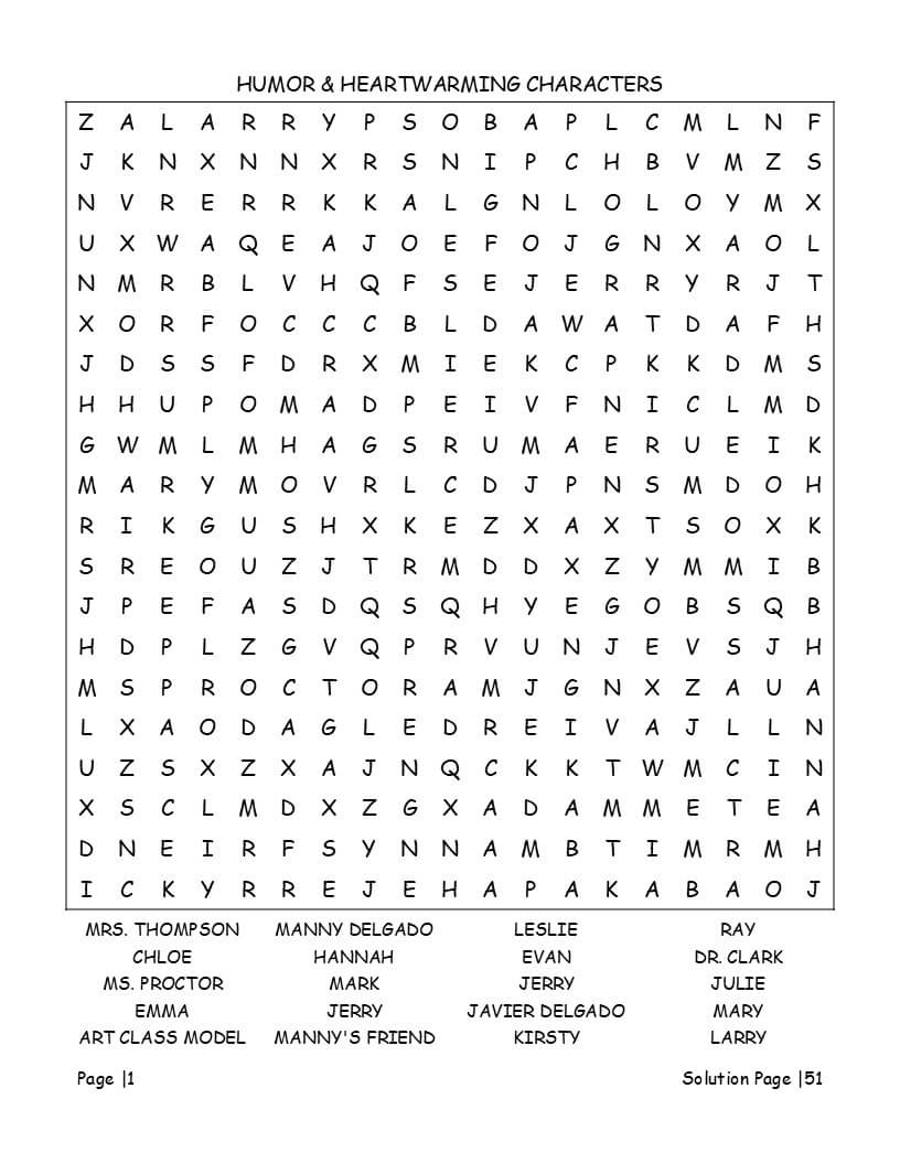 Modern Family word search interior preview with large print clear layout