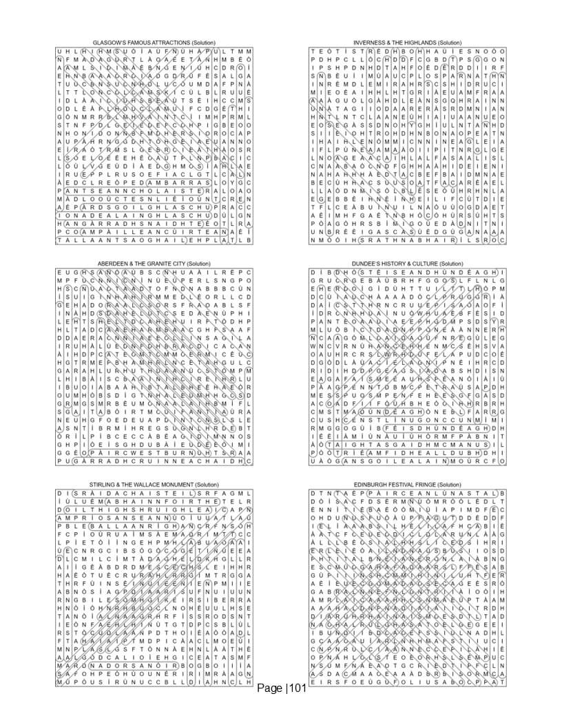 Scottish Gaelic word search solutions and answer key