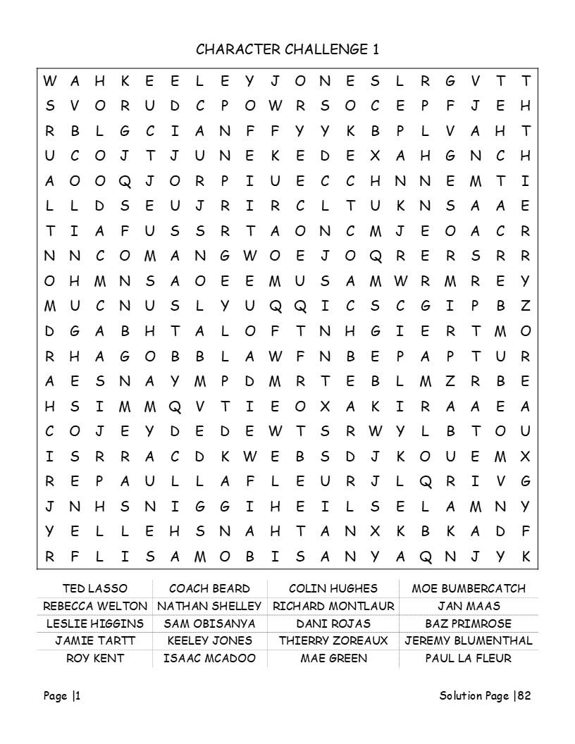 Ted Lasso word search interior with large print eye-relief fonts