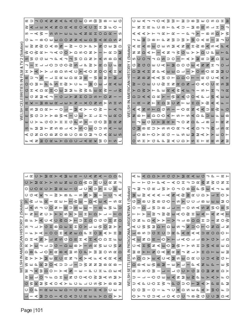 Welsh word search solutions and Cymraeg answer key