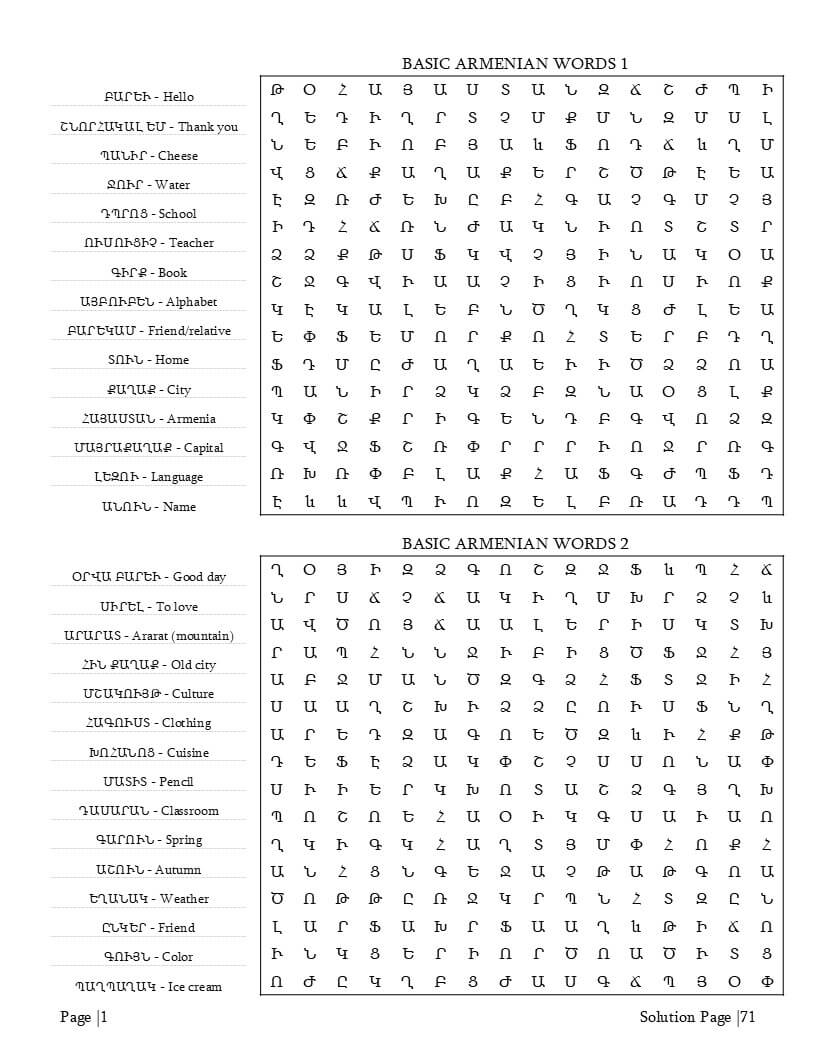 Instant-access Armenian Word Search Printable PDF — large print format for adults